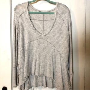 Free People Waffle Distressed Sweater